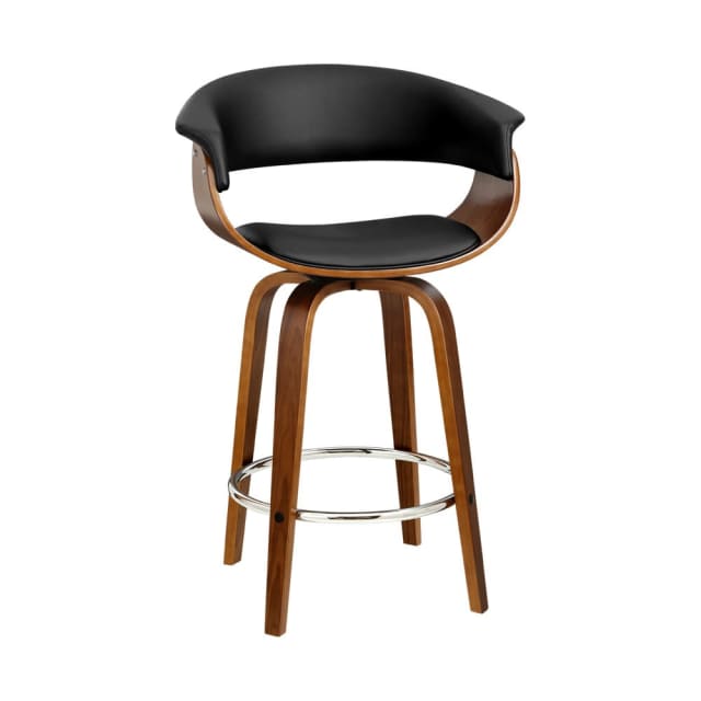 Artiss Swivel PU Leather Bar Stool Wood and Black Stools & Bar