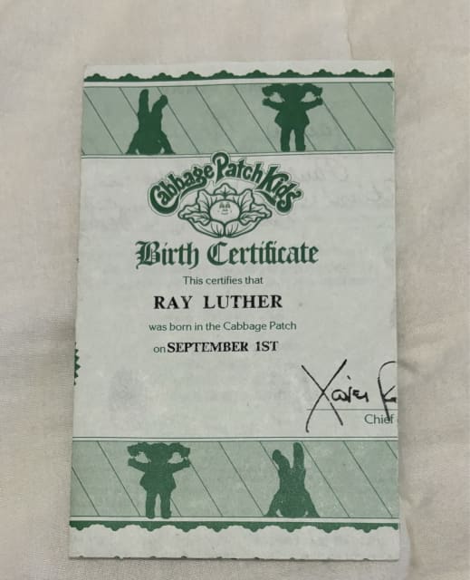 VINTAGE CABBAGE PATCH KIDS BIRTH CERTIFICATE Antiques Gumtree