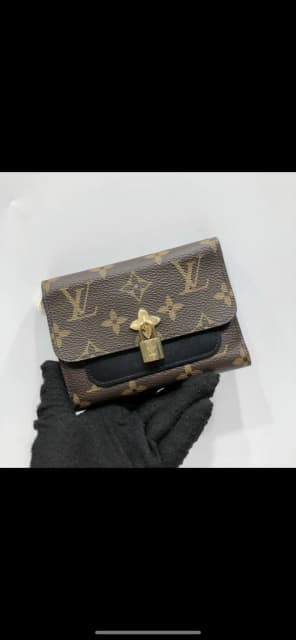 Louis Vuitton Compact Wallet Flower Lock Monogram Noir Black in