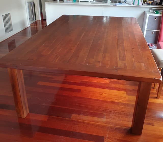 Solid Timber dining table. 10 person. Very Good condition. 2.3 x 1.5m