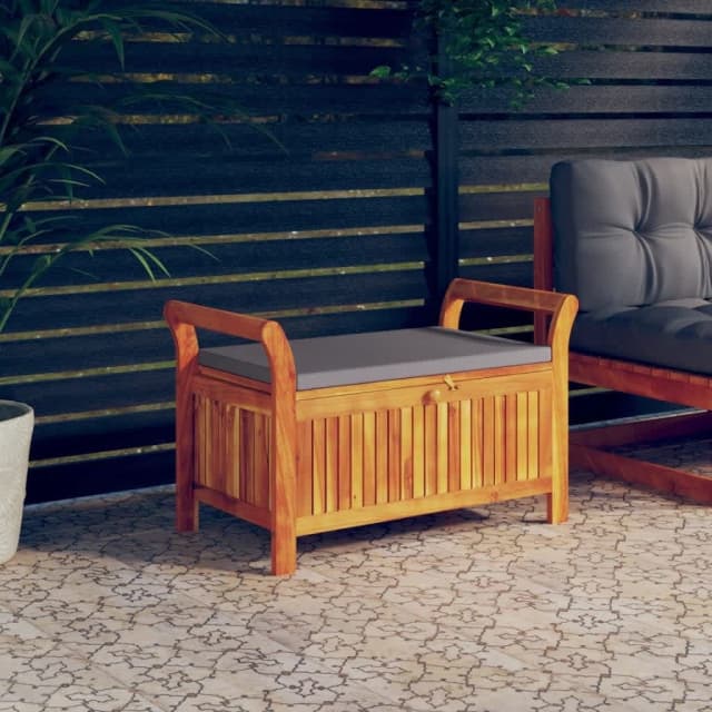 Garden Storage Bench with Cushion 91 cm Solid Wood Acacia... | Outdoor ...