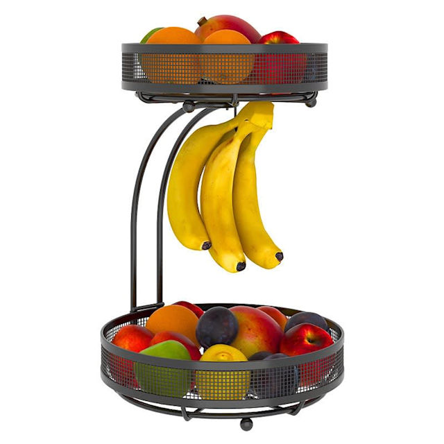 Metal Round Fruit Bowl Rack Vegetable Basket Storage Kitchen Organiser