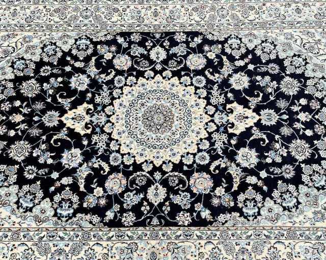 Masterpiece silk inlaid hand knotted Persian Nain rug 245x158cm Rugs