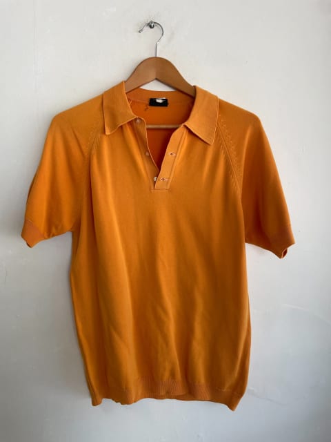 1960s CRESTKNIT MENS ORANGE KNIT POLO SHORT SLEEVE SHIRT | Tops ...