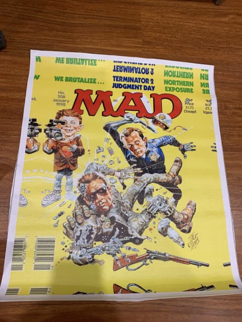 CANVAS ART PRINT - MAD MAGAZINE “ TERMINATOR 2 “ SIZE 58 x 45cms NEW ...