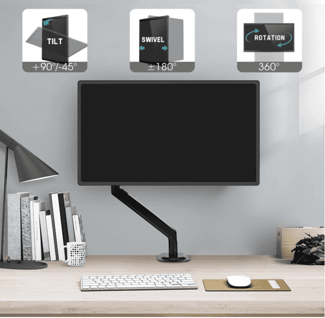 HEYMIX Single Monitor Arm, Aluminum Structure Monitor Stand Gas Spring