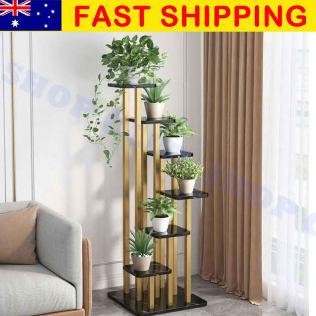 Premium 6 Tiers Plant Stand Metal Flower Pots Shelf Indoor Outdoor Gar