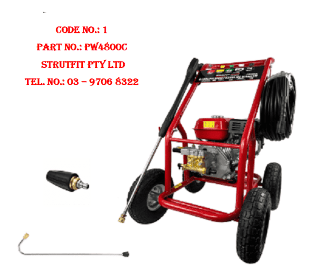 8HP PRESSURE WASHER Part No. PW4800C Code No. 1 Garden Tools in