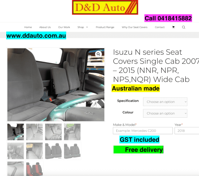 Isuzu N series Seat Covers Single Cab 2007 2015 (NNR, NPR, NPS,NQR