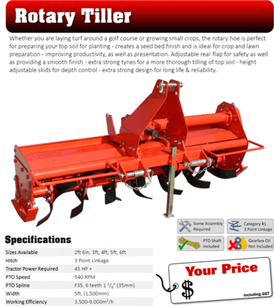4FT, 3PL, PTO Rotary Tiller / Hoe Miscellaneous Goods Gumtree