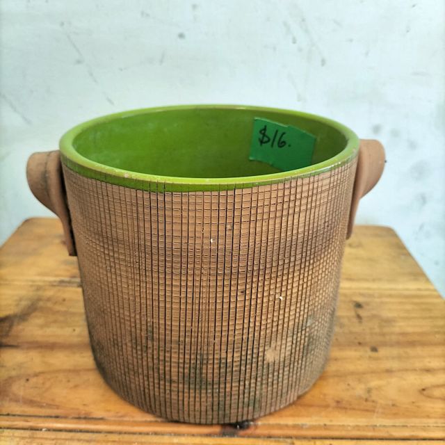 Waffle Weave glazed plant pot with drainage hole Pots & Garden Beds