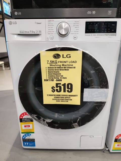 lg 7.5 kg front load washer wv51275w