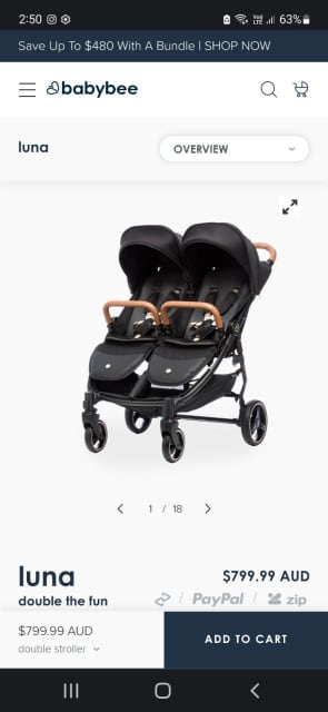 luna double pram