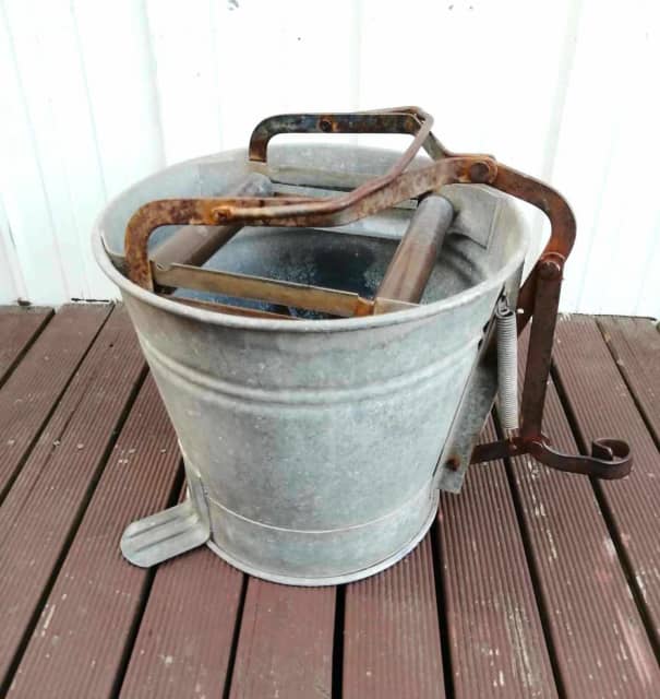 Vintage Kwikway Industrial Mop Bucket with brass Ringer Dowels Collectables Gumtree