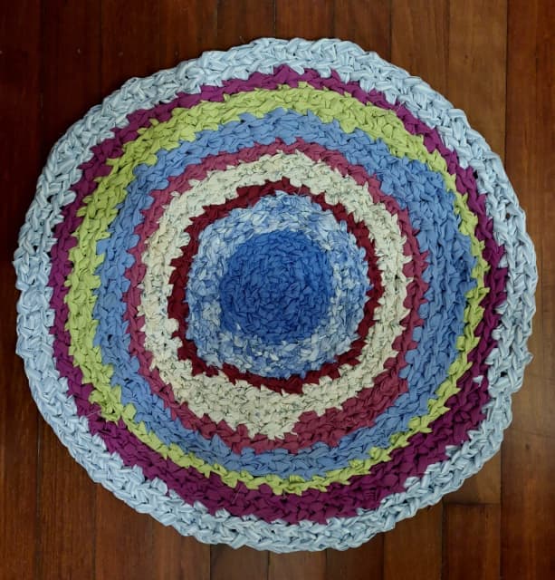 Handmade Rug, From Long Strips of Fabric, 56cms in Diameter Rugs