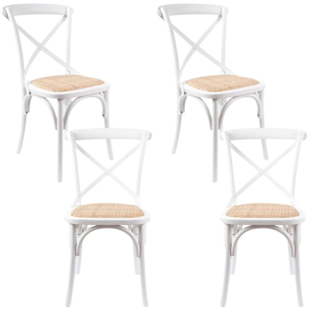 Aster Crossback Dining Chair Set of 4 Solid Birch Timber Wood Rat