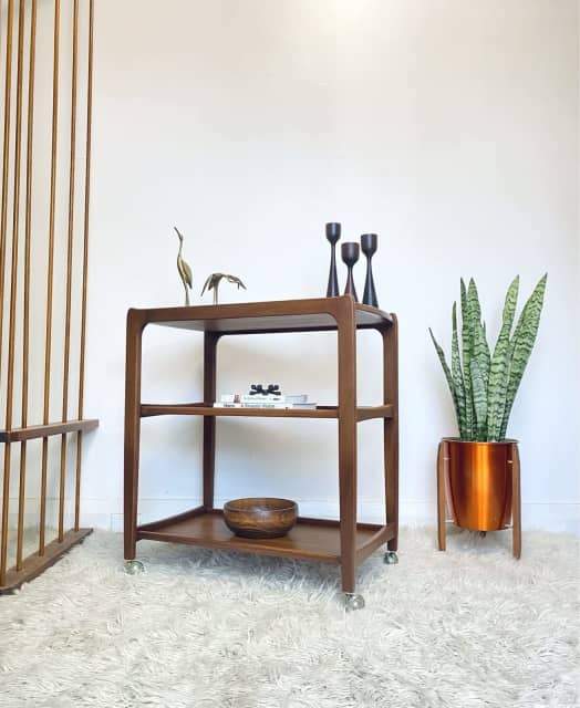 Mid Century Jarrah drinks trolley, Parker era. Buffets & Side Tables
