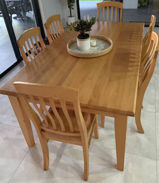 cherry wood table and 6 chairs