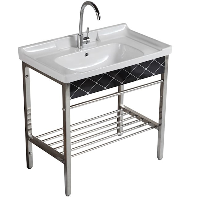 Vanity Ceramic Basin Free Standing with Stainless Steel Frames Other