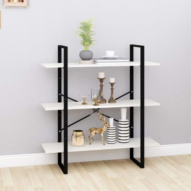 3Tier Book White 100x30x105 cm Solid Pine Wood... Bookcases