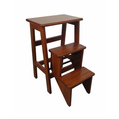 Abby Step Stool 3 Step Timber Folding Kitchen Ladder Retro Antique Oak