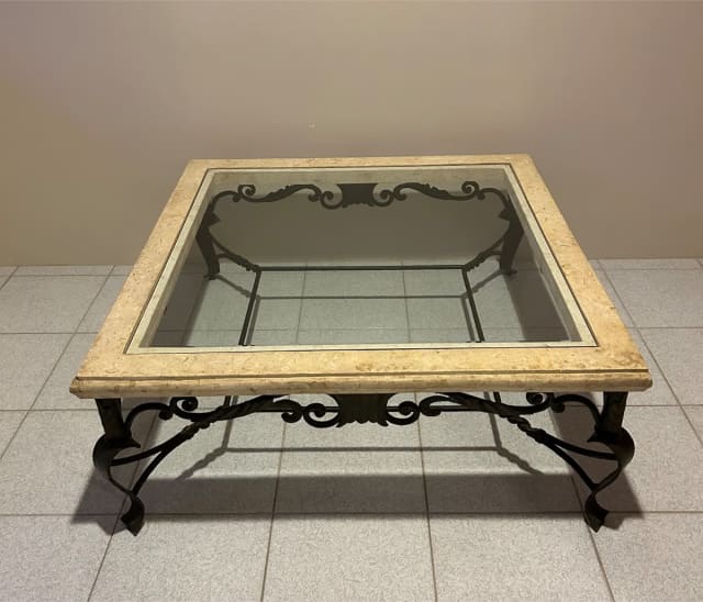 Wrought Iron & Travertine Stone Coffee Table Coffee Tables Gumtree