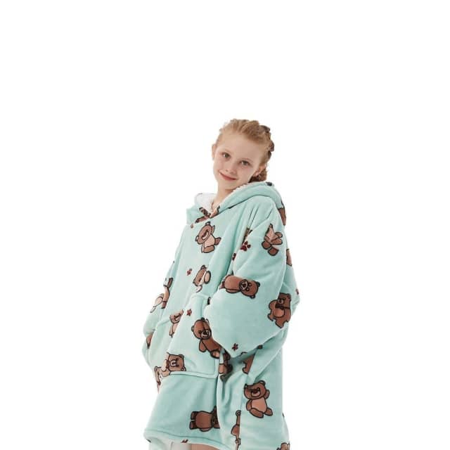 GOMINIMO Hoodie Blanket Kids Teddy Bear Green HMHB112AYS... Cots
