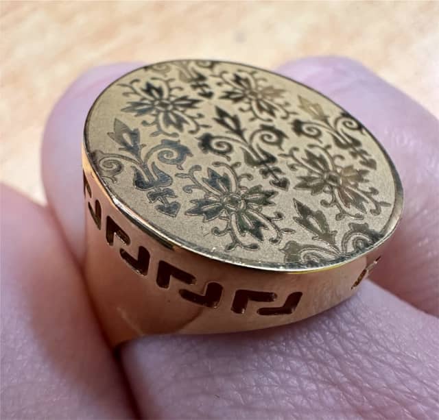Unique Mens 18K Greek Inspired Enamel & Gold Ring Layby for Christmas