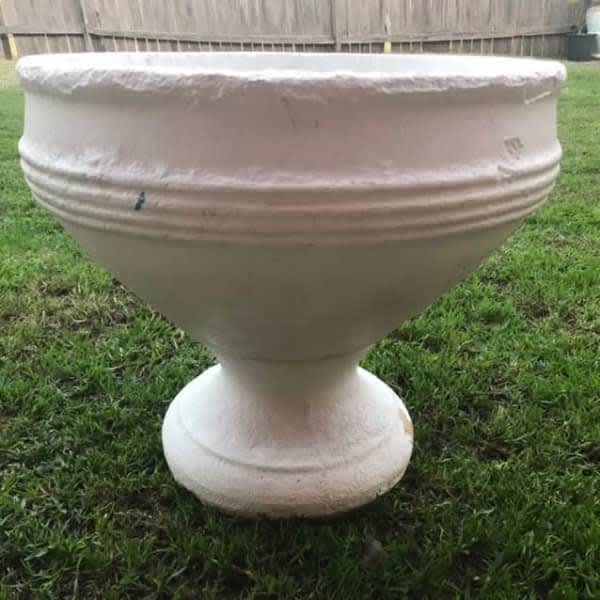 Vintage Large Round Concrete Sandstone Planter Pot on Pedestal Pots