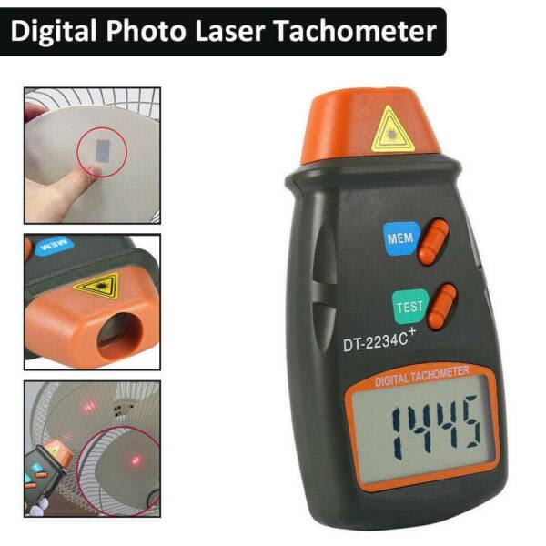Digital Tachometer Laser Photo Non Contact RPM Tach Meter