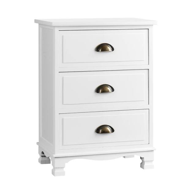 Bedside Table 3 Drawers Vintage THYME White Bedside Tables in South