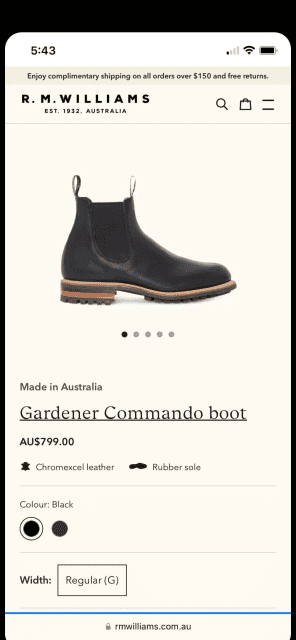 R.M.Williams Gardener Commando Leather Chelsea Boots in Black