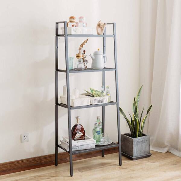 Wowmart 4 Tier Ladder Metal Display Shelf Bookcase Flower Plant Stand