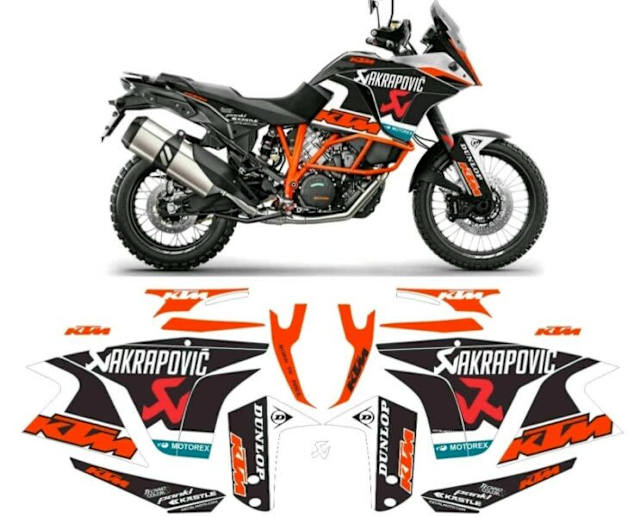 KTM 1050 ADVENTURE AKRAPOVIC FULL FAIRING DECALS KIT Motorcycle