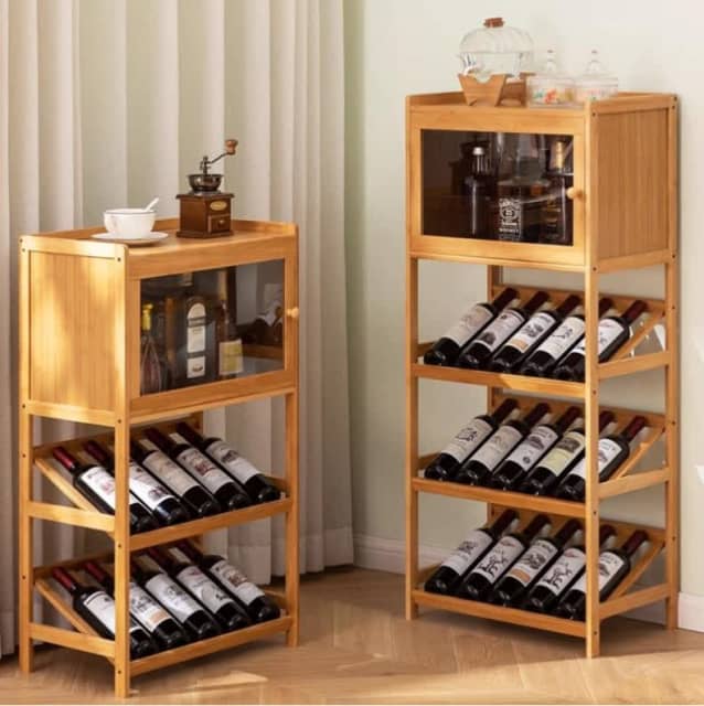 Wowmart Bamboo Wine Rack Home Bar Cellar Wine Display Shelf
