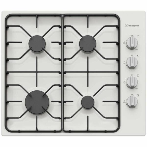 Westinghouse 60cm 4 Burner NG/LPG Cooktop White Enamel WHG640WC (NEW