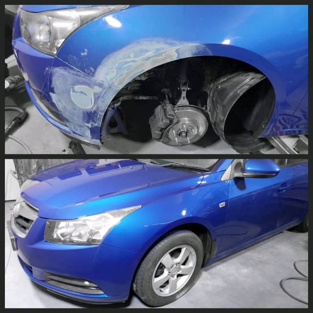 Spray painting panel repairs close door respray body restoration