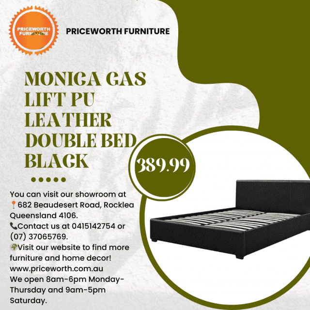 MONICA GAS LIFT PU LEATHER DOUBLE BEDBLACK Beds Gumtree Australia