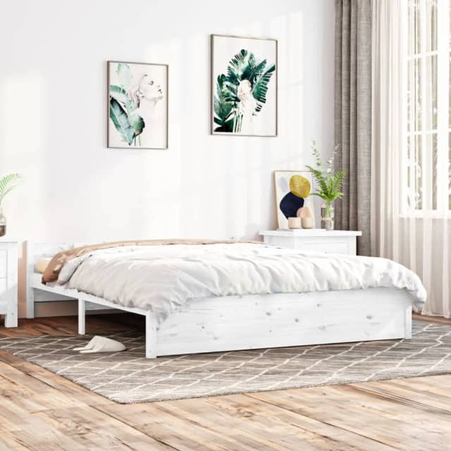 Amesbury Bed Frame White Solid Wood 183x203 cm King Size... Beds