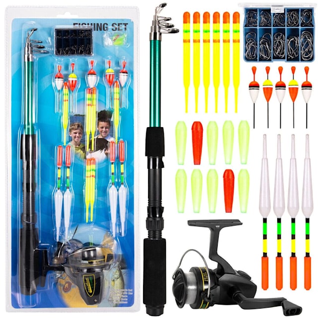 Telescopic Spinning Fishing Rod Reel Combo Kits Gear Organizer Pole
