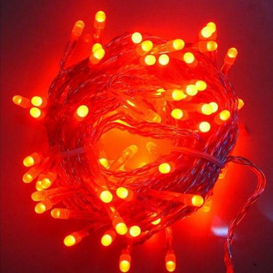 Christmas Lights Frosted LED String Light Set (Red colour, 10 mtr