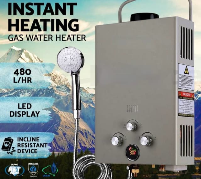 Gas Hot Water Heater Portable Shower Pump Camping LPG Caravan Outdoor