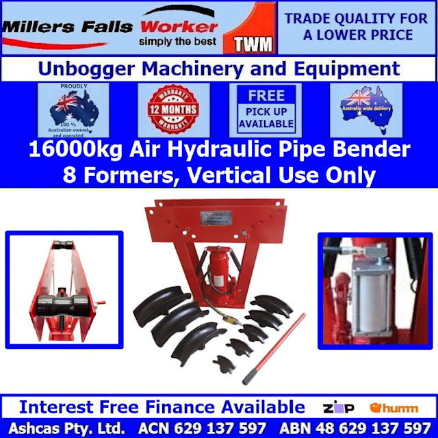 Millers Falls 16000kg Air Hydraulic Vertical Pipe / Tube Bender Other