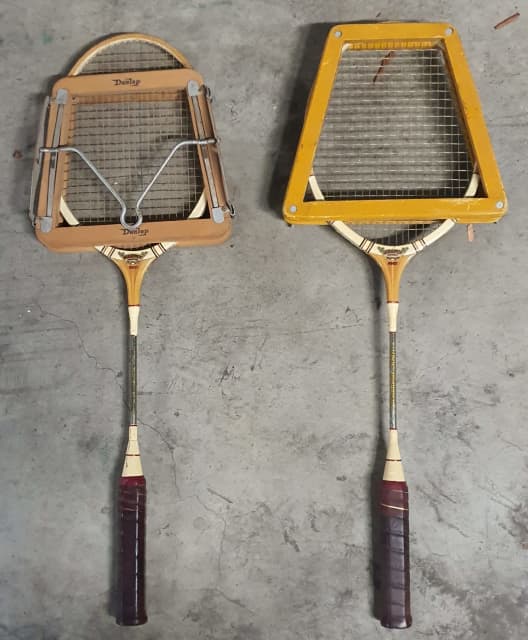 2x Vintage Dunlop Maxply Fort badminton racket with cover, Carlton
