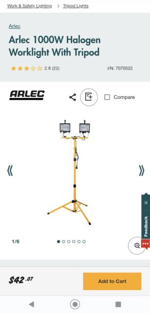 arlec 1000w halogen worklight