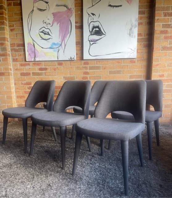 HAMOND & GRANGE 6 EVELYN DINING CHAIRS GUNMETAL GREY 1.9K RRP