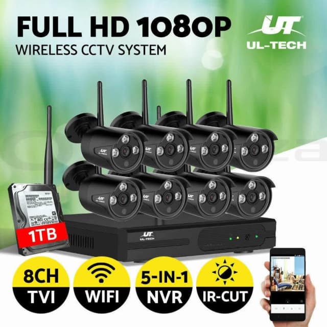 ULtech CCTV Wireless Security Camera System 8CH Home Outdoor WIFI 8 B