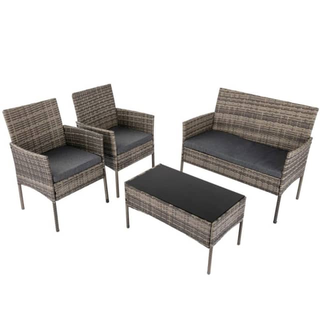 4 Seater Wicker Outdoor Lounge Set &8211 Mixed Grey... Lounging