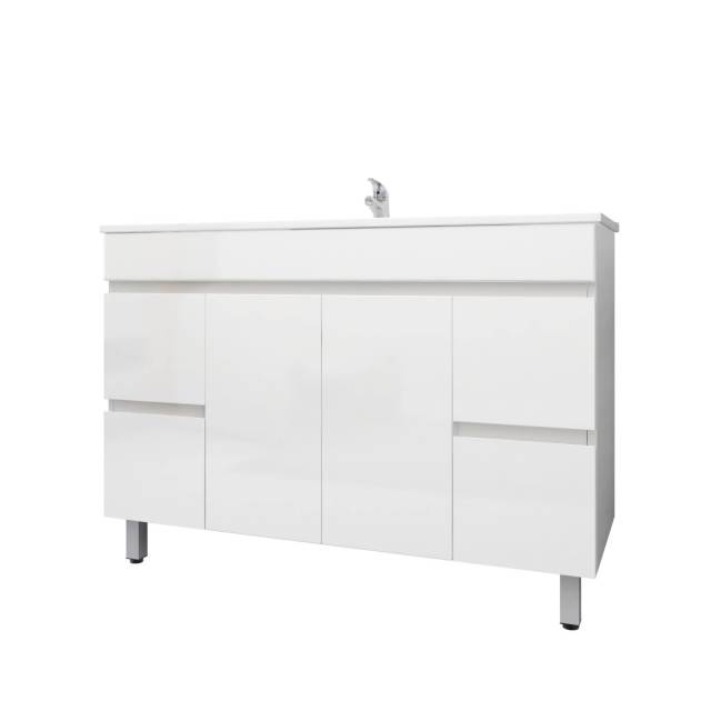 1200mm Bathroom Vanity Freestanding Gloss White With Basin