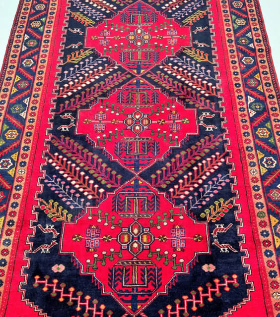 Pure wool tribal handmade Persian Koliai wide runner rug 3.5x1.6m